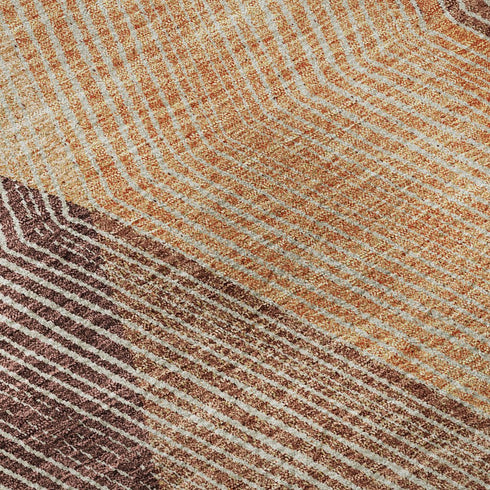 8' X 10' Orange Salmon And Ivory Geometric Washable Area Rug With UV Protection