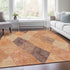 8' X 10' Orange Salmon And Ivory Geometric Washable Area Rug With UV Protection
