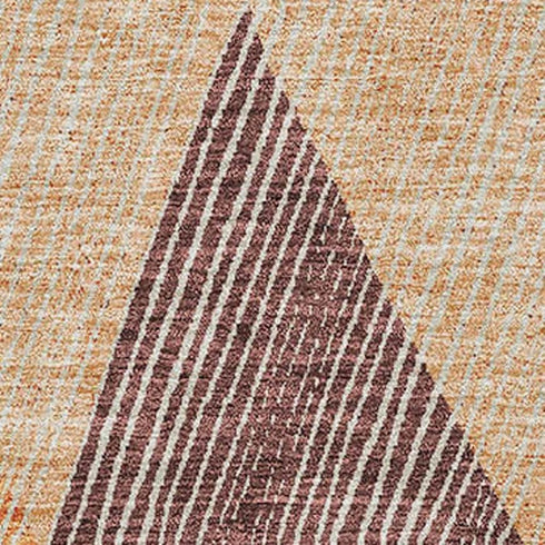 8' X 10' Orange Salmon And Ivory Geometric Washable Area Rug With UV Protection