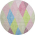 8' Pink Lime Green And Blue Geometric Washable Round Rug With UV Protection