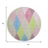 8' Pink Lime Green And Blue Geometric Washable Round Rug With UV Protection