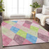 8' X 10' Pink Lime Green And Blue Geometric Washable Area Rug With UV Protection