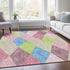 8' X 10' Pink Lime Green And Blue Geometric Washable Area Rug With UV Protection