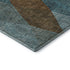 8' Teal And Brown Geometric Washable Round Rug With UV Protection