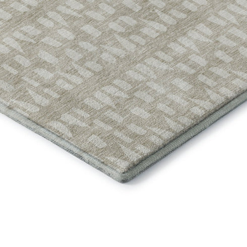 8' X 10' Beige And Ivory Geometric Washable Area Rug With UV Protection