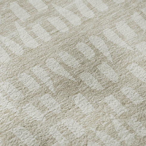 8' X 10' Beige And Ivory Geometric Washable Area Rug With UV Protection