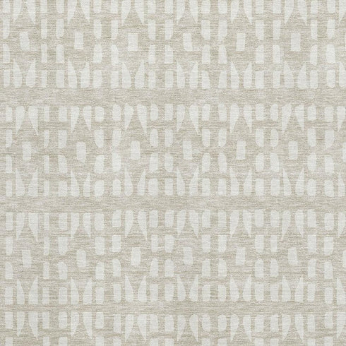 8' X 10' Beige And Ivory Geometric Washable Area Rug With UV Protection