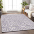 8' X 10' Lavender And Ivory Geometric Washable Area Rug With UV Protection