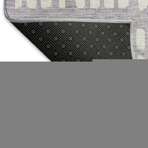 8' X 10' Lavender And Ivory Geometric Washable Area Rug With UV Protection