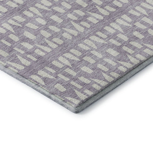 8' X 10' Lavender And Ivory Geometric Washable Area Rug With UV Protection