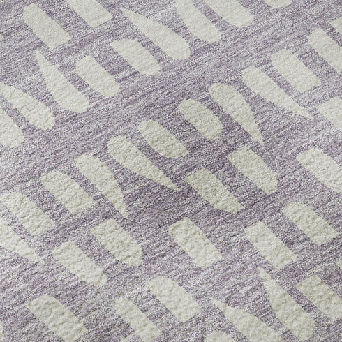 8' X 10' Lavender And Ivory Geometric Washable Area Rug With UV Protection