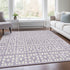 8' X 10' Lavender And Ivory Geometric Washable Area Rug With UV Protection