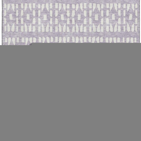 8' X 10' Lavender And Ivory Geometric Washable Area Rug With UV Protection
