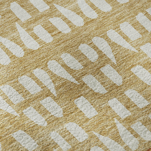 5' X 8' Coffee Copper And Ivory Geometric Washable Area Rug With UV Protection