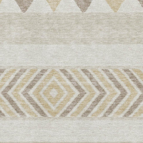 5' X 8' Beige Ivory And Tan Southwestern Washable Area Rug With UV Protection