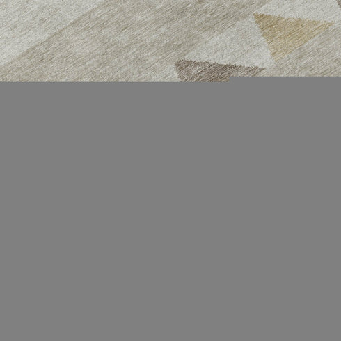 8' Beige Ivory And Tan Southwestern Washable Round Rug With UV Protection