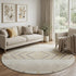 8' Beige Ivory And Tan Southwestern Washable Round Rug With UV Protection