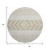 8' Beige Ivory And Tan Southwestern Washable Round Rug With UV Protection