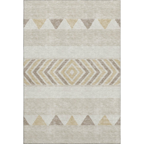 8' X 10' Beige Ivory And Tan Southwestern Washable Area Rug With UV Protection