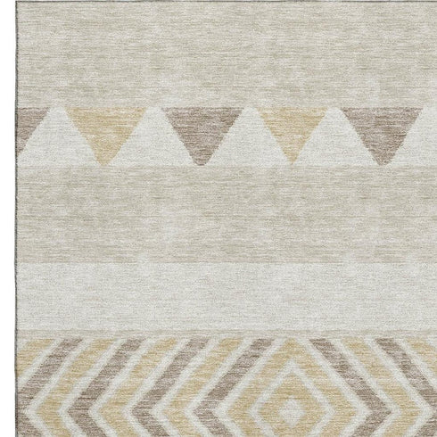 8' X 10' Beige Ivory And Tan Southwestern Washable Area Rug With UV Protection
