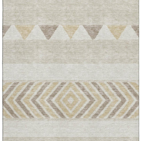 8' X 10' Beige Ivory And Tan Southwestern Washable Area Rug With UV Protection
