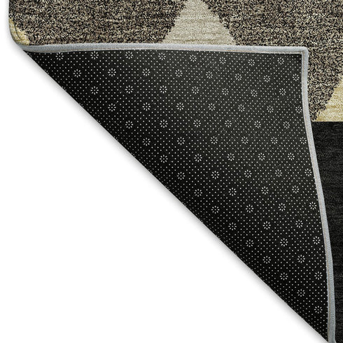 5' X 8' Black Ivory And Wheat Southwestern Washable Area Rug With UV Protection