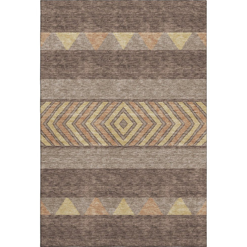 5' X 8' Brown Wheat And Copper Southwestern Washable Area Rug With UV Protection