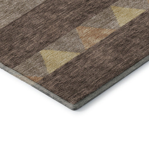 5' X 8' Brown Wheat And Copper Southwestern Washable Area Rug With UV Protection