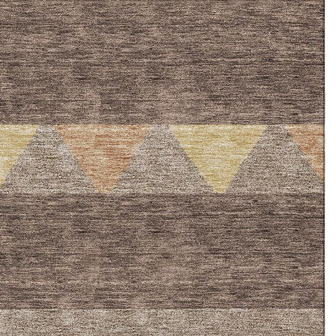 5' X 8' Brown Wheat And Copper Southwestern Washable Area Rug With UV Protection