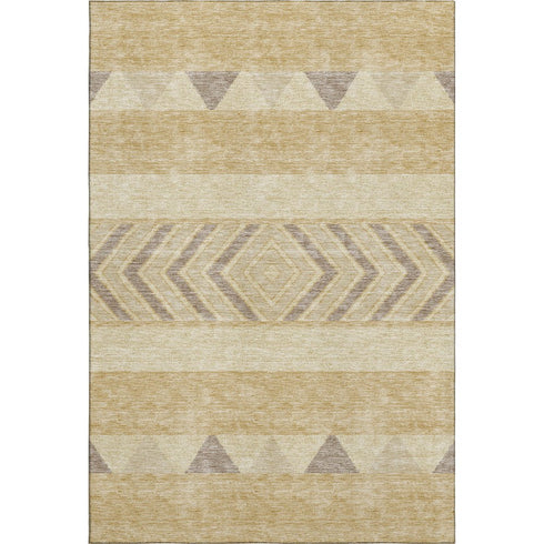 5' X 8' Gold Taupe And Beige Southwestern Washable Area Rug With UV Protection