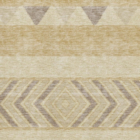 5' X 8' Gold Taupe And Beige Southwestern Washable Area Rug With UV Protection