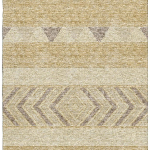5' X 8' Gold Taupe And Beige Southwestern Washable Area Rug With UV Protection