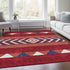 8' X 10' Red White And Navy Blue Southwestern Washable Area Rug With UV Protection