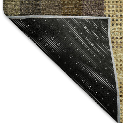 8' X 10' Brown Ivory And Plum Plaid Washable Area Rug With UV Protection