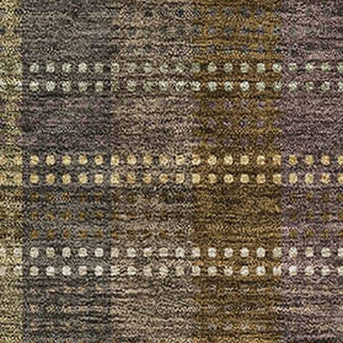 8' X 10' Brown Ivory And Plum Plaid Washable Area Rug With UV Protection