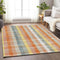 9' X 12' Peach Ivory And Yellow Plaid Washable Area Rug With UV Protection