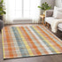9' X 12' Peach Ivory And Yellow Plaid Washable Area Rug With UV Protection