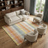 9' X 12' Peach Ivory And Yellow Plaid Washable Area Rug With UV Protection