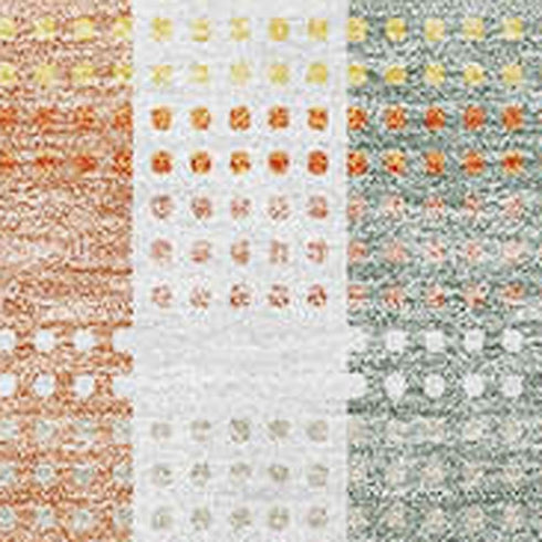 9' X 12' Peach Ivory And Yellow Plaid Washable Area Rug With UV Protection