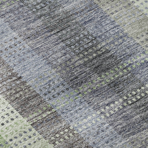 8' X 10' Pewter Gray And Green Plaid Washable Area Rug With UV Protection