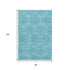 8' X 10' Aqua And Ivory Geometric Washable Area Rug With UV Protection
