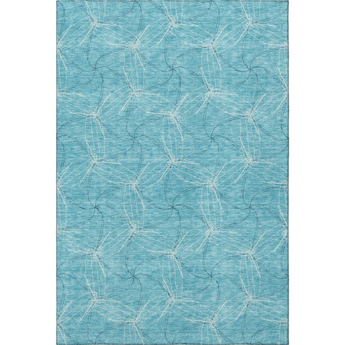 8' X 10' Aqua And Ivory Geometric Washable Area Rug With UV Protection
