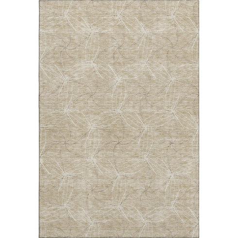 8' X 10' Beige And Ivory Geometric Washable Area Rug With UV Protection