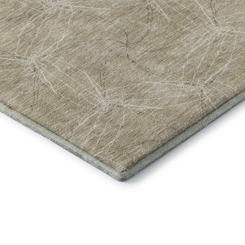 8' X 10' Beige And Ivory Geometric Washable Area Rug With UV Protection