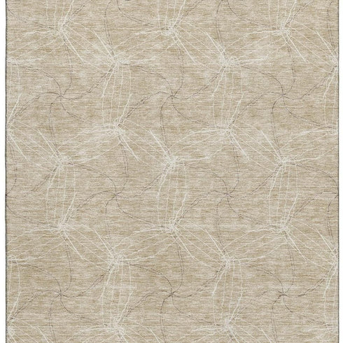 8' X 10' Beige And Ivory Geometric Washable Area Rug With UV Protection