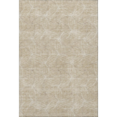 8' X 10' Beige And Ivory Geometric Washable Area Rug With UV Protection
