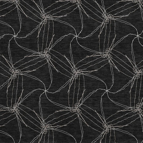 5' X 8' Black And Ivory Geometric Washable Area Rug With UV Protection