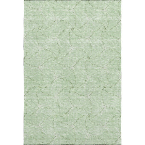 5' X 8' Mint Green And Ivory Geometric Washable Area Rug With UV Protection