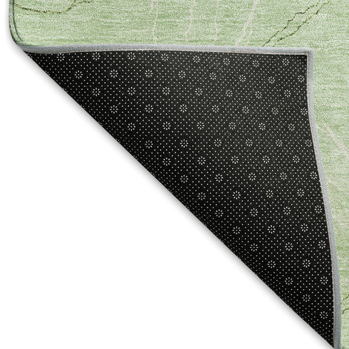 5' X 8' Mint Green And Ivory Geometric Washable Area Rug With UV Protection