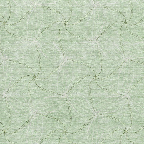 5' X 8' Mint Green And Ivory Geometric Washable Area Rug With UV Protection